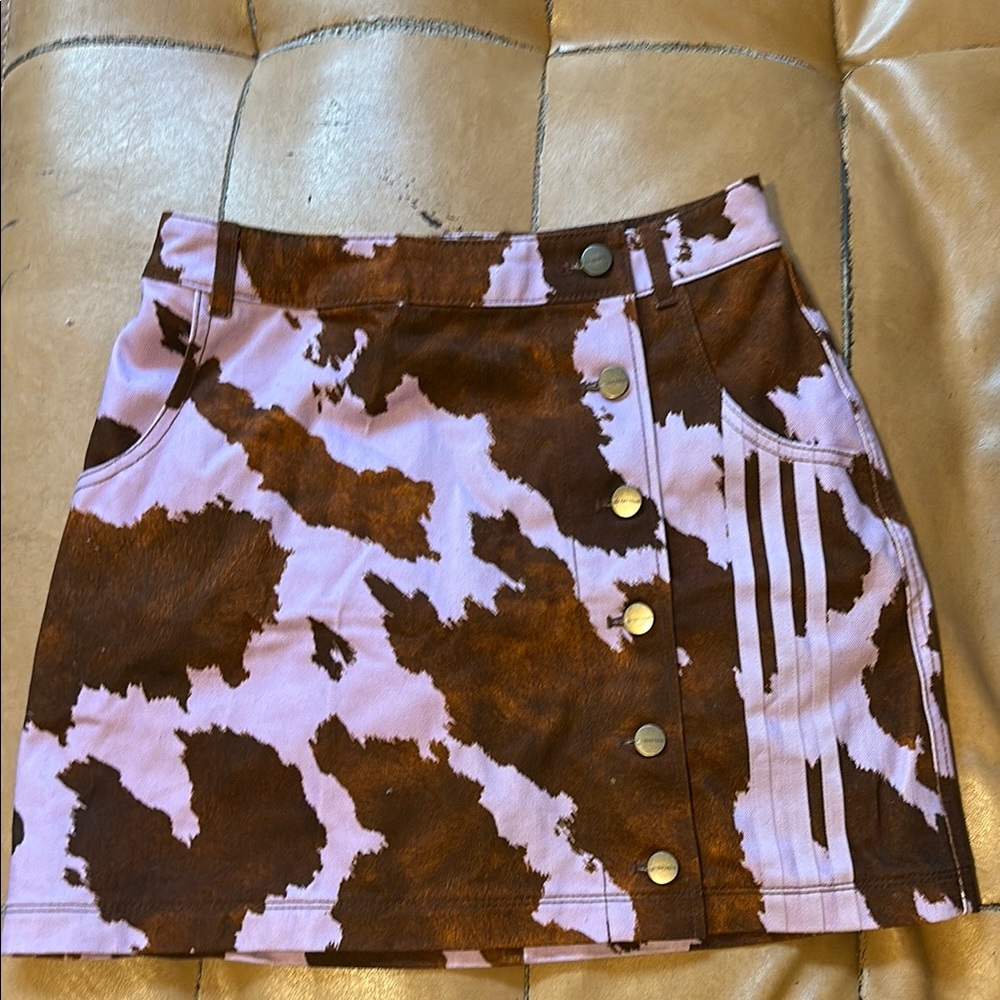 Ivy Park x Adidas Lavender and brown cow patter mini skirt